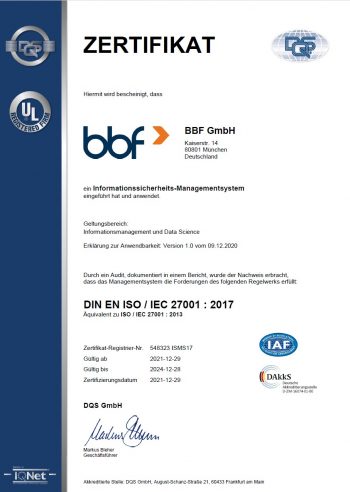 Zertifikat ISO27001